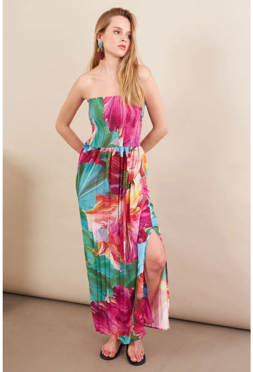 Kadın Multi Straplez Pilise Uzun Elbise MSİ100