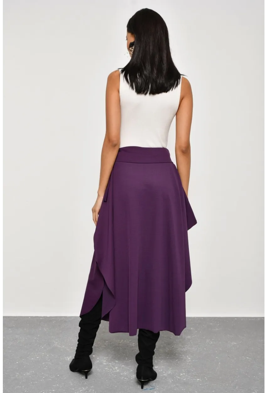 Kadın Mürdüm Asimetrik Etek LV52