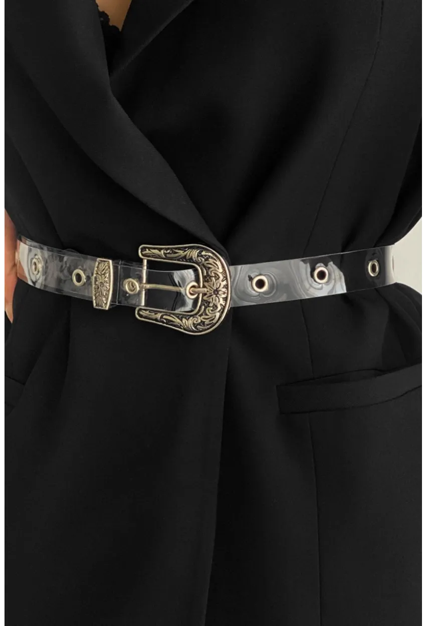 Kadın No Color Kuş Gözlü Şeffaf Kemer BE620