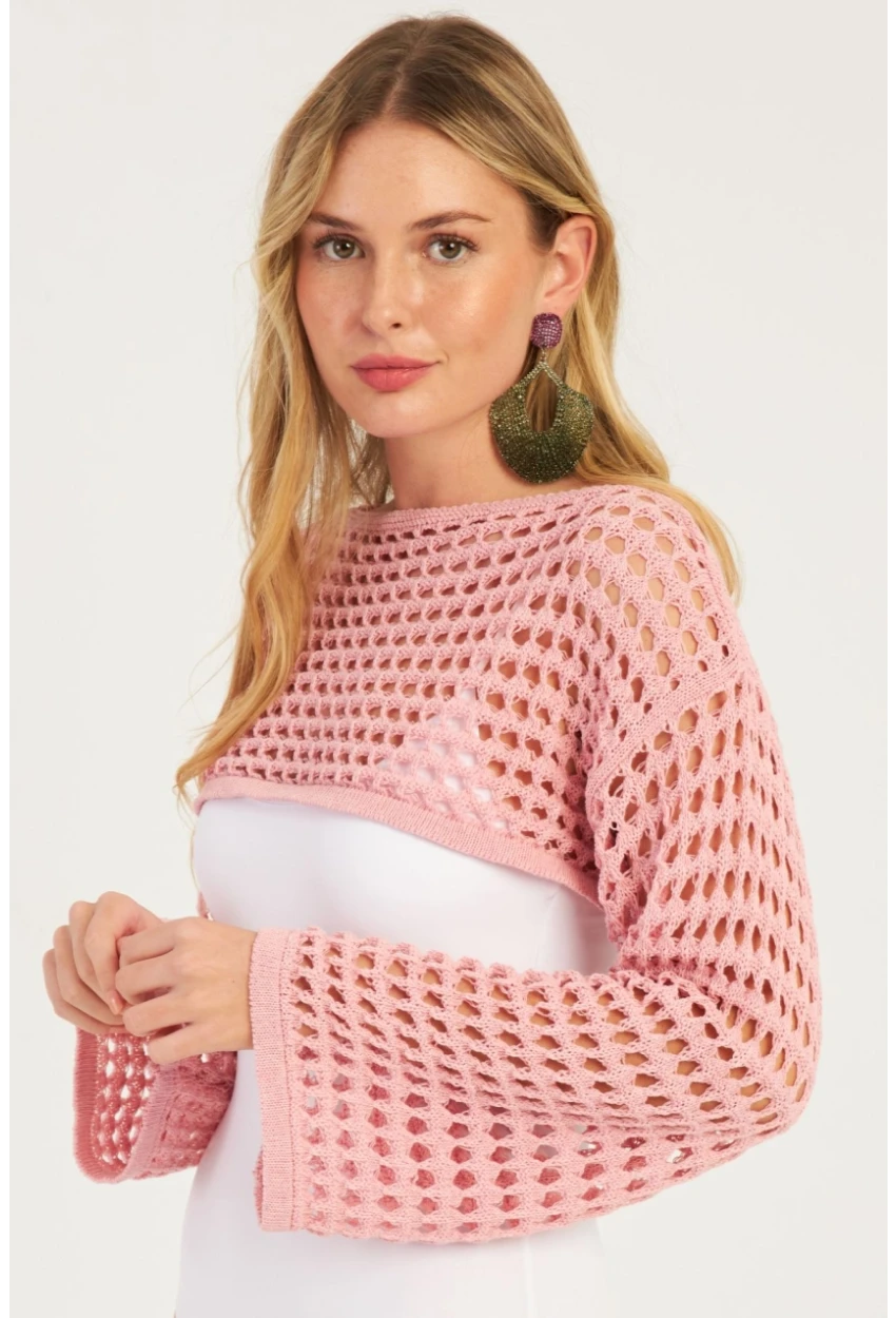 Kadın Pembe Ajurlu Bolero YV115