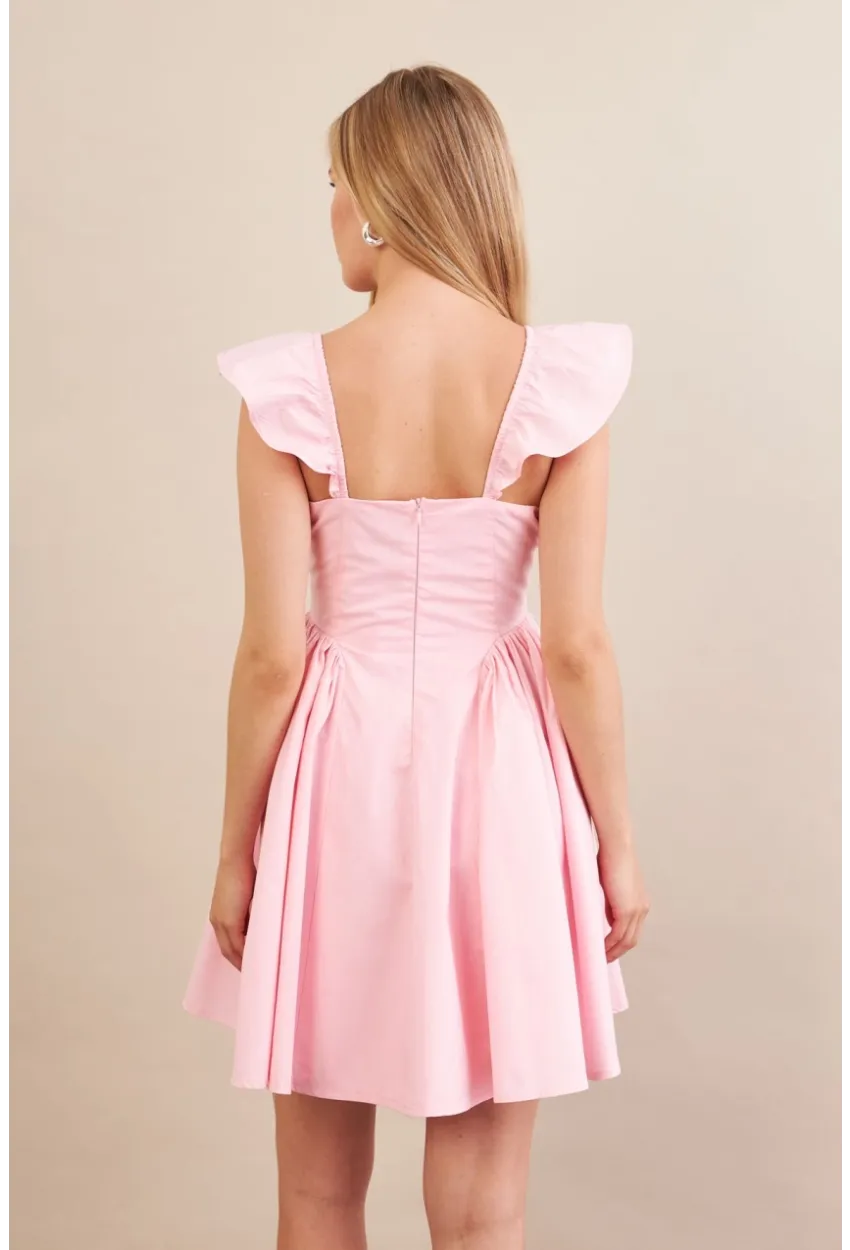 Kadın Pembe Midi Dokuma Elbise PSG1010