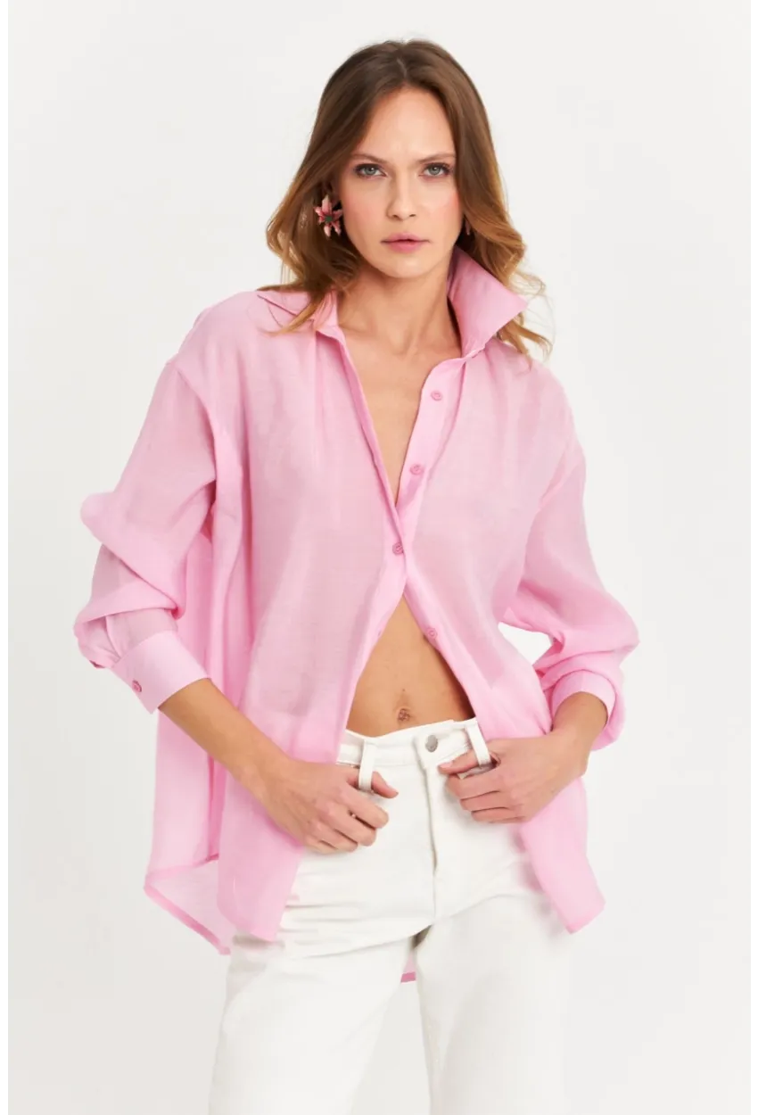 Kadın Pembe Sırtı Açık Gömlek MOD2369-90