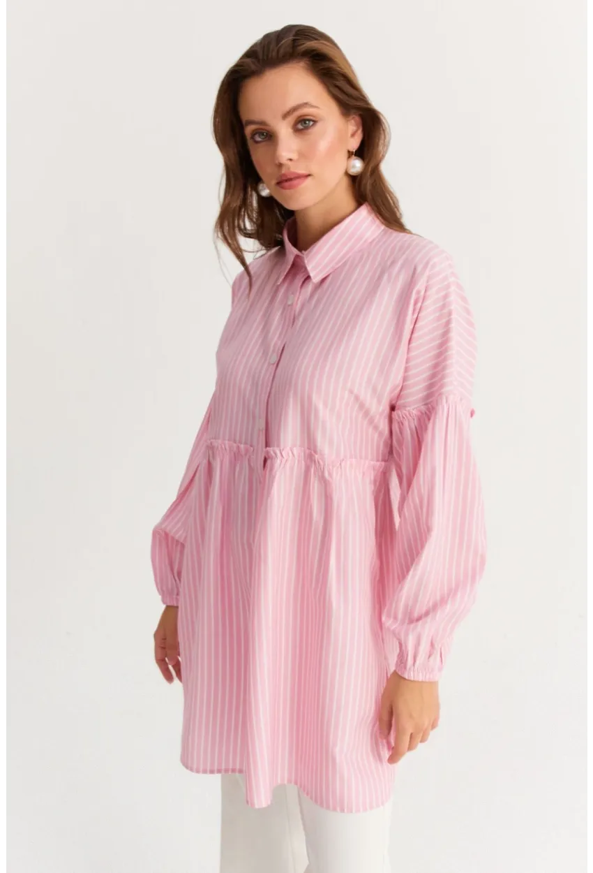Kadın Pembe Tunik Gömlek MASF12