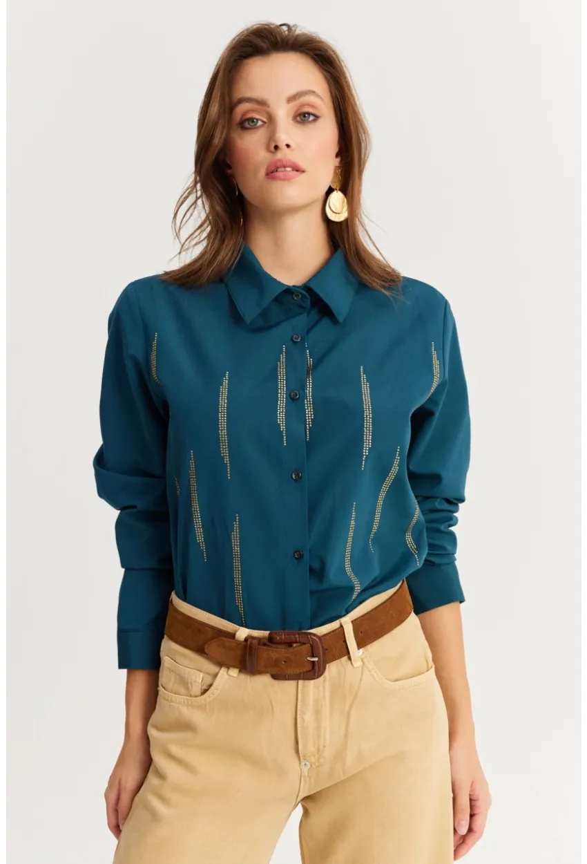 Kadın Petrol Taşlı Gömlek ZER412