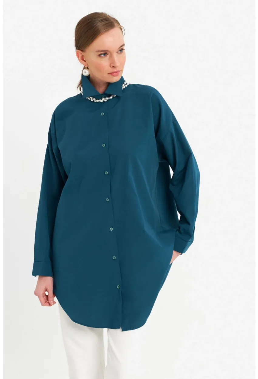Kadın Petrol Tunik Gömlek MZER428