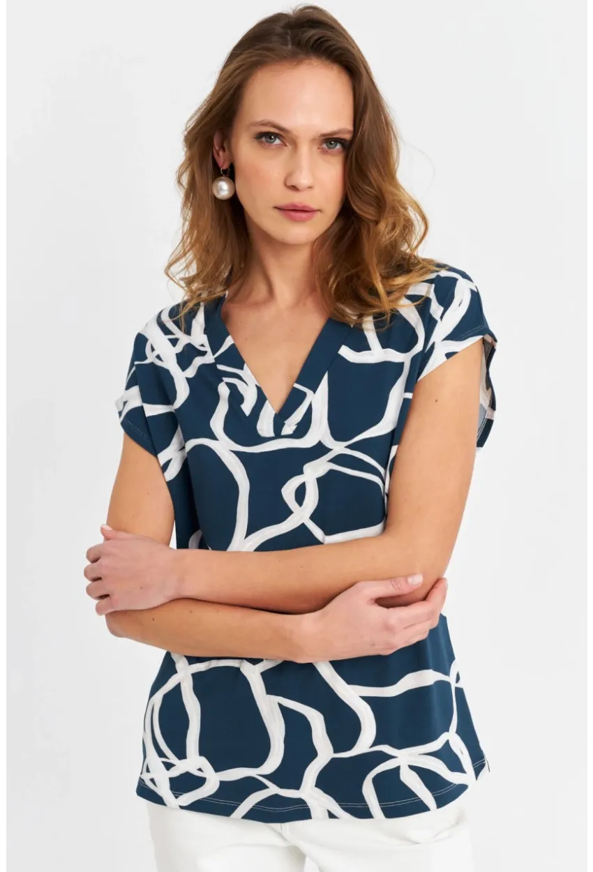 Kadın Petrol V Yaka Salaş Bluz MLPP643