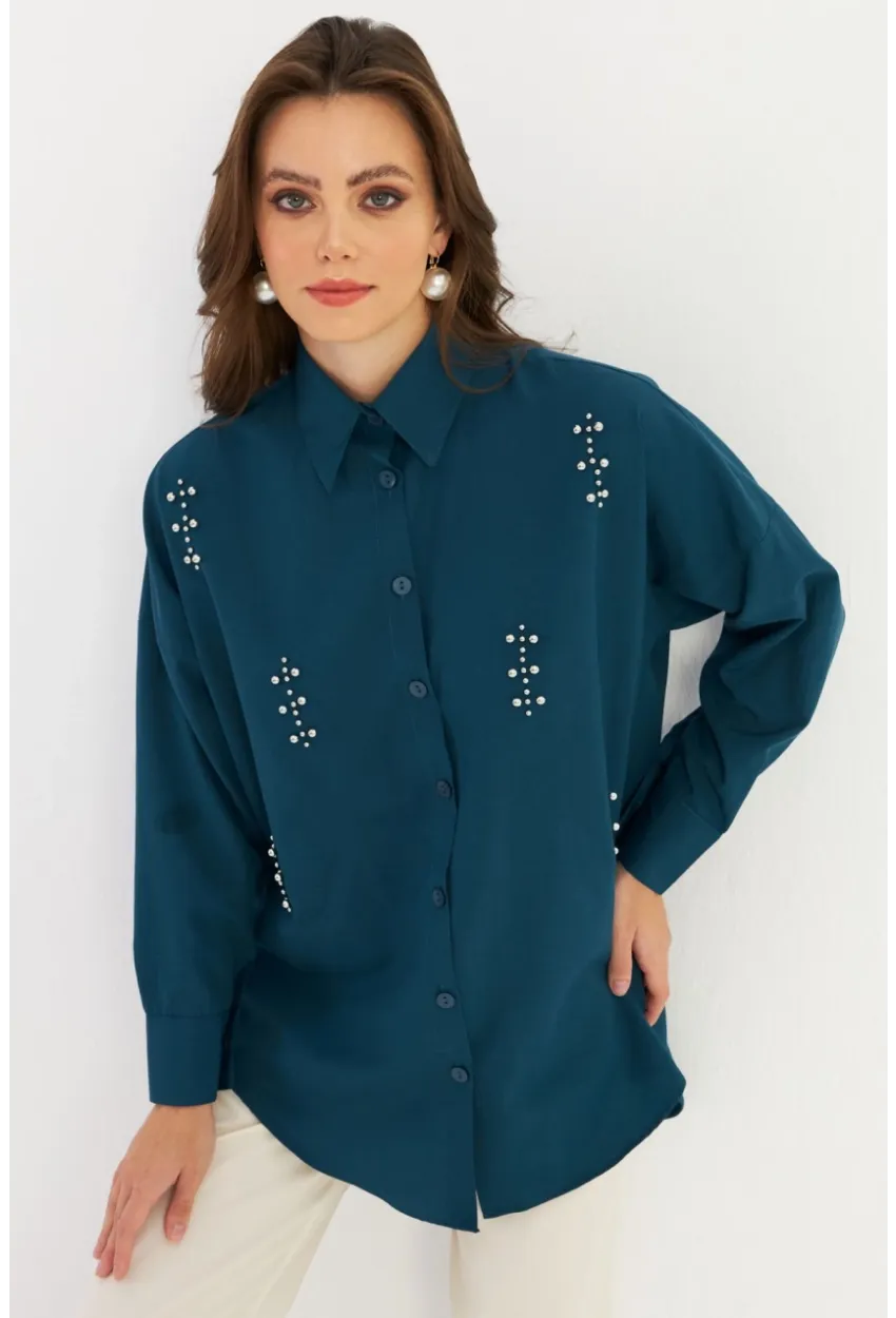 Kadın Petrol Zımbalı Gömlek MASF1