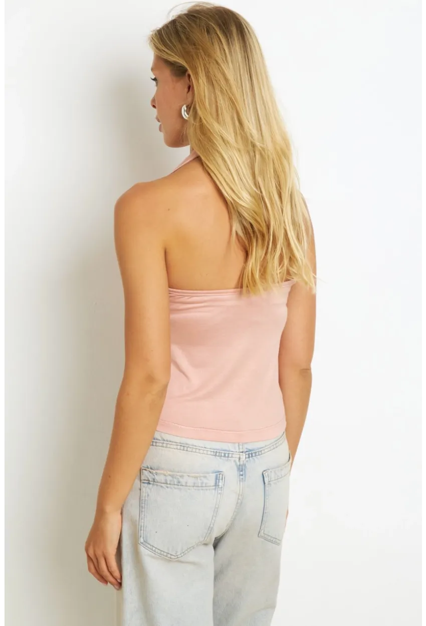 Kadın Pudra Sırtı Açık Bluz EY2819