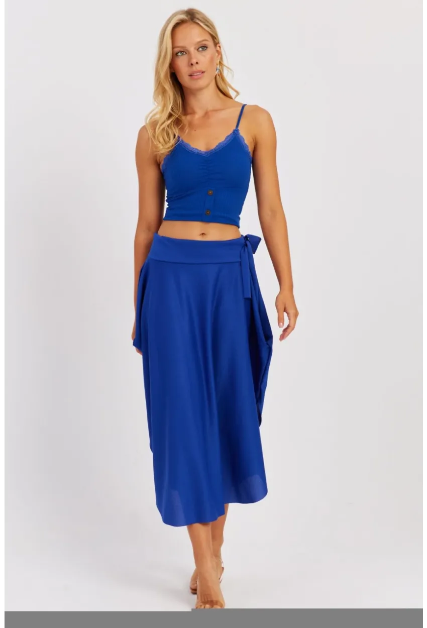 Kadın Saks Asimetrik Etek LV176