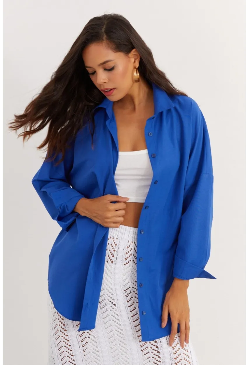 Kadın Saks Salaş Gömlek SF2132