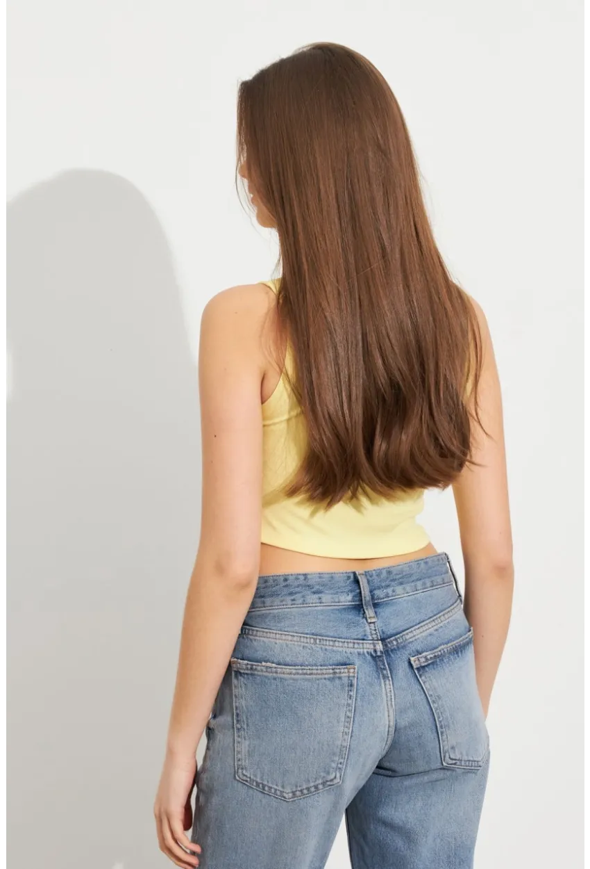 Kadın Sarı Büzgülü Asimetrik Bluz ZH340