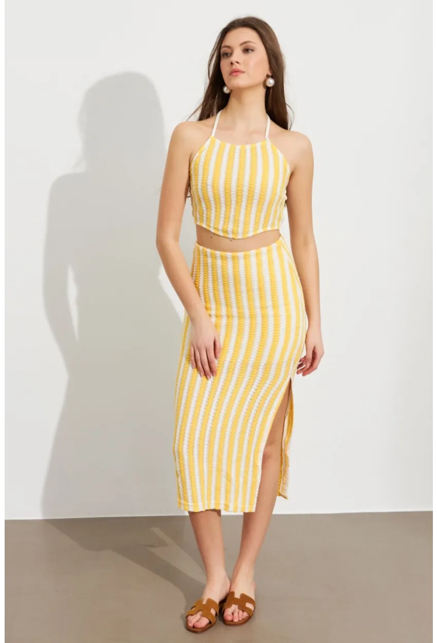 Kadın Sarı Etekli Triko Takım ROP108