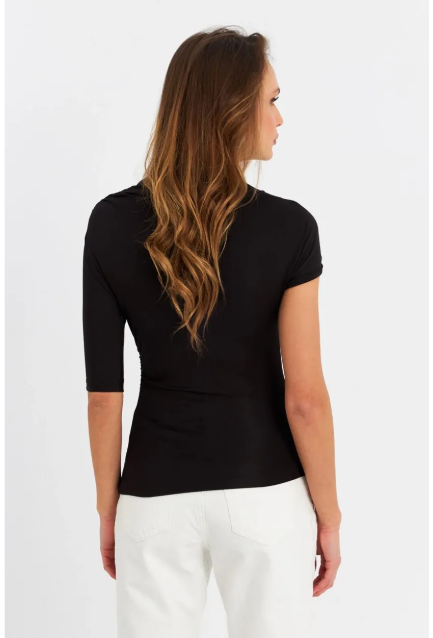 Kadın Siyah Aksesuarlı Bluz EY3074