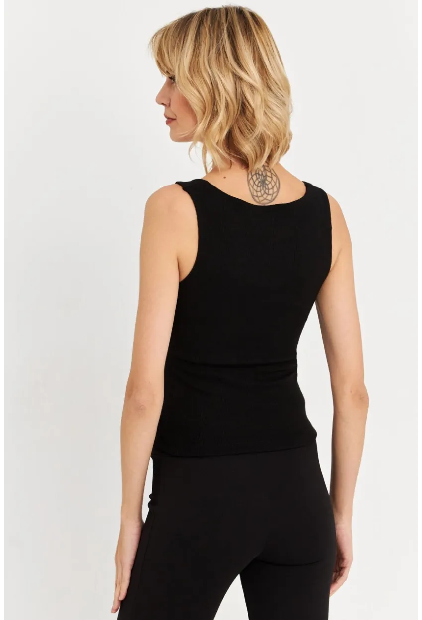 Kadın Siyah Aksesuarlı Kaşkorse Bluz RLO116