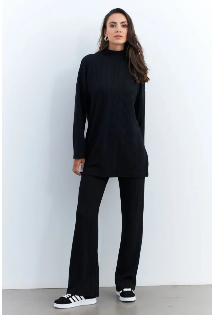 Kadın Siyah Alt Üst Pantolon Takım MTF28