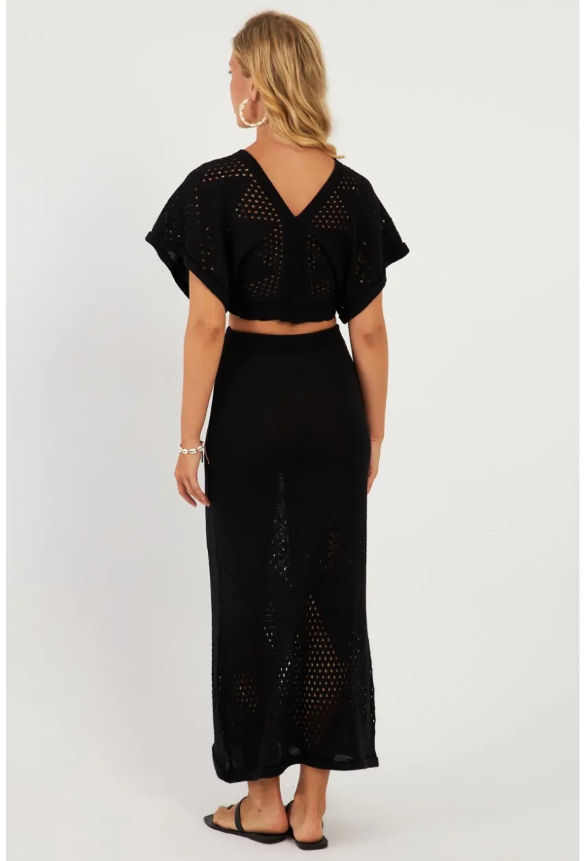 Kadın Siyah Alt Üst Triko Etek Takım KZ3233