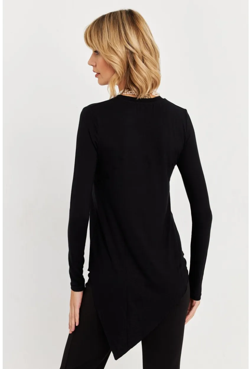 Kadın Siyah Asimetrik Tunik MLPP1186-1