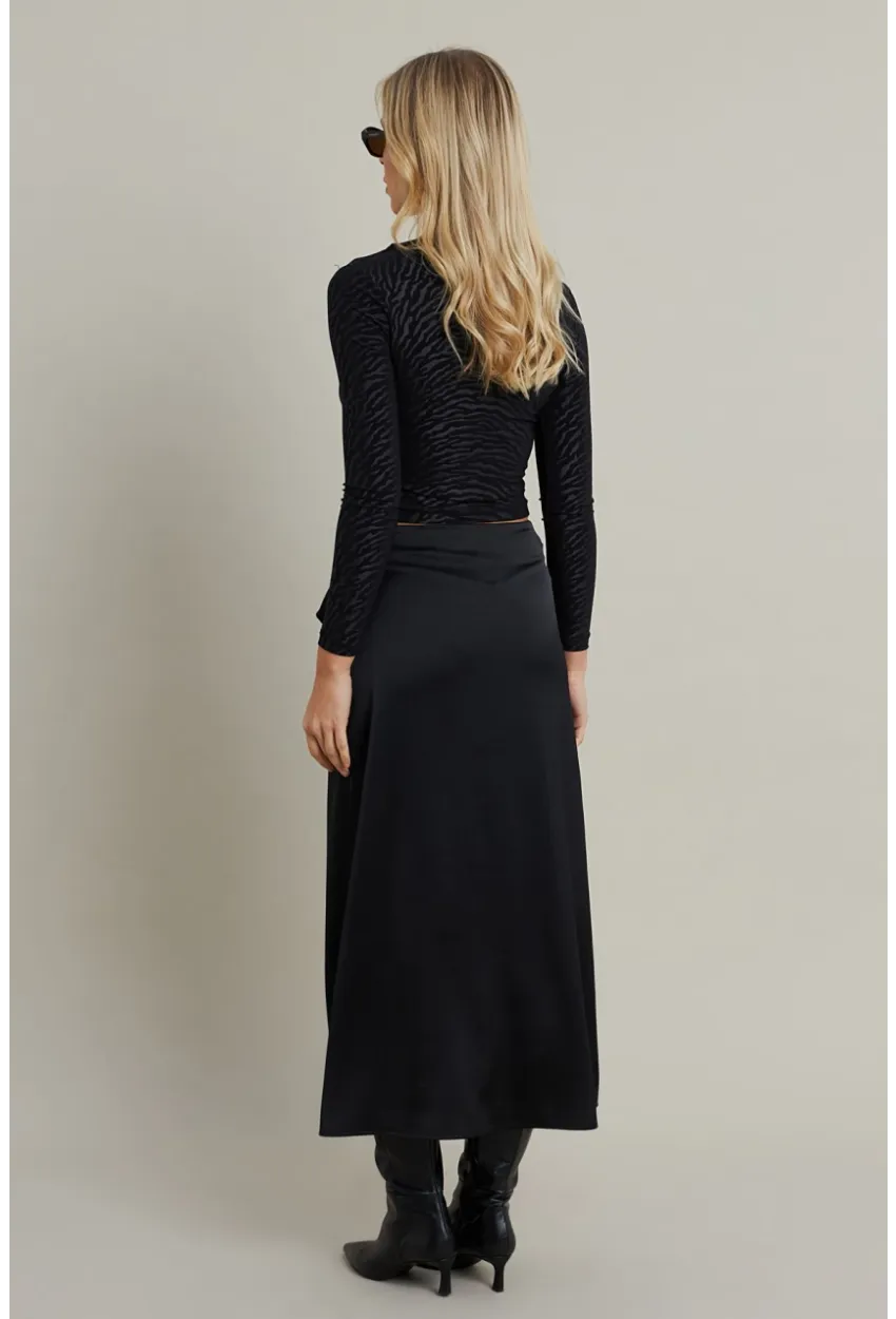 Kadın Siyah Bağlama Detaylı Anvelop Midi Etek CAR1100