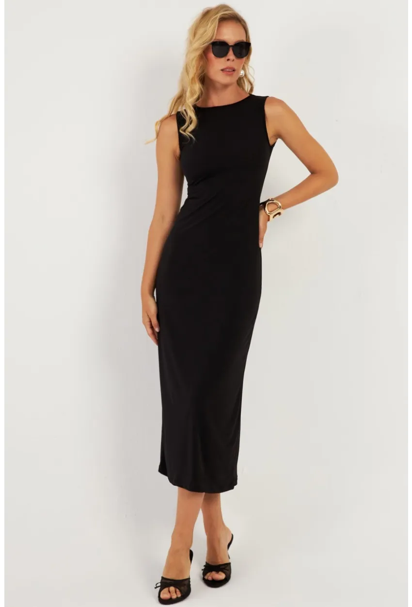 Kadın Siyah Basic Elbise DMR2433