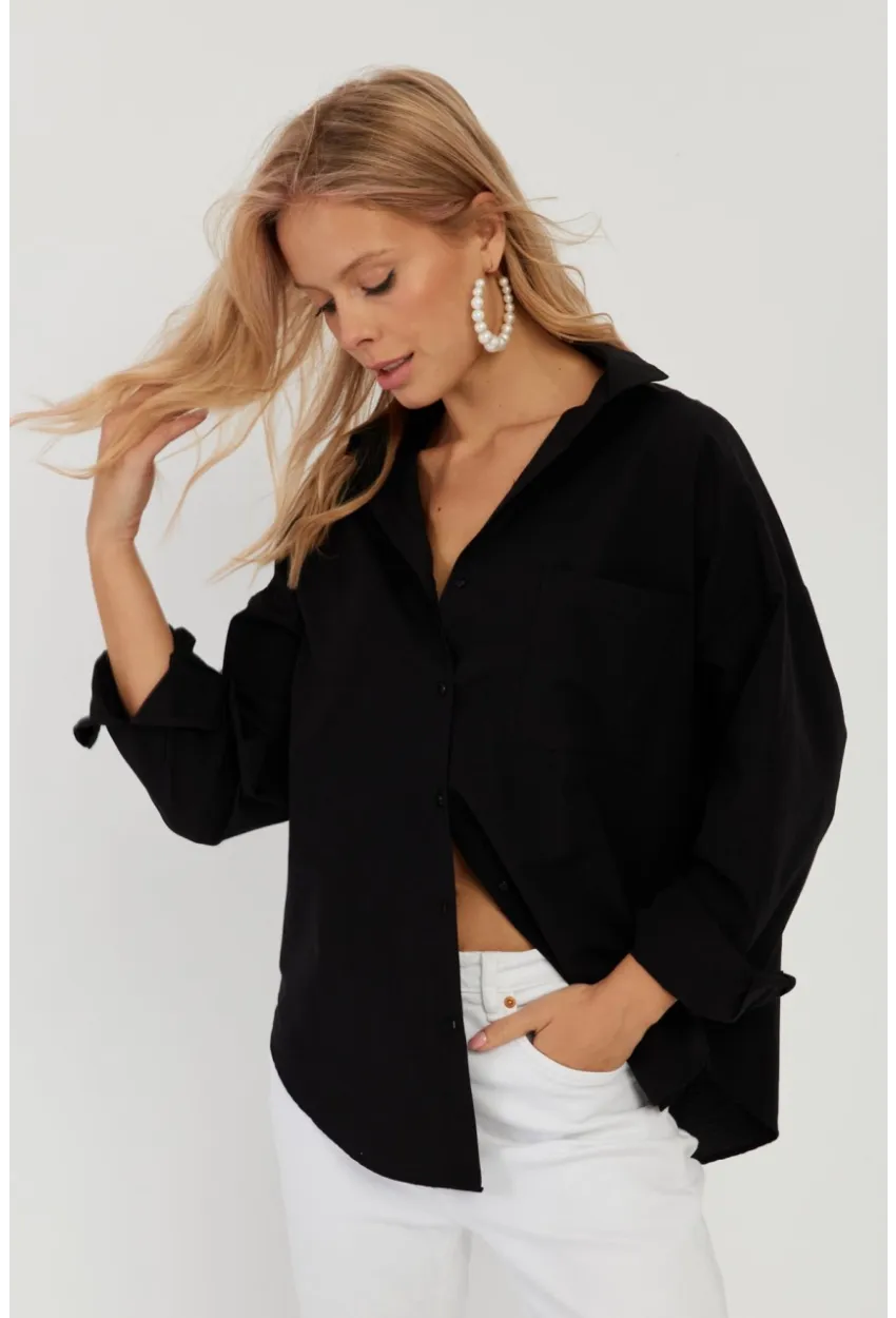 Kadın Siyah Basic Gömlek ZER403