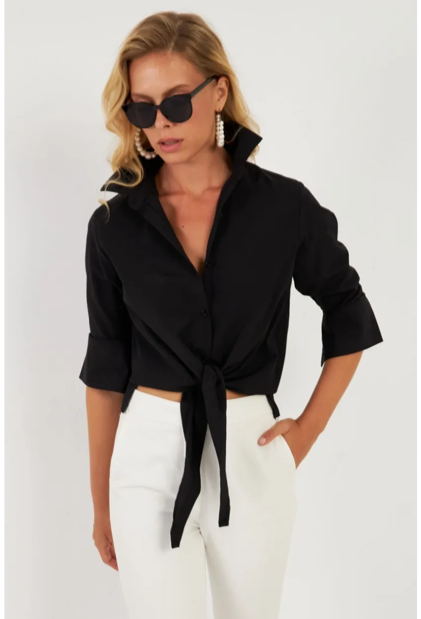 Kadın Siyah Basic Gömlek ZER409