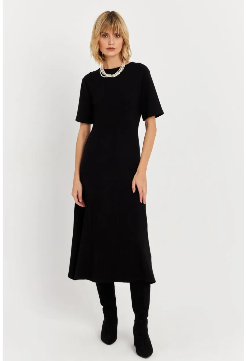 Kadın Siyah Basic Midi Sweat Elbise MHOL102