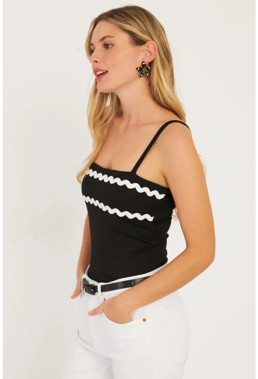 Kadın Siyah Biyeli Bluz EY2772