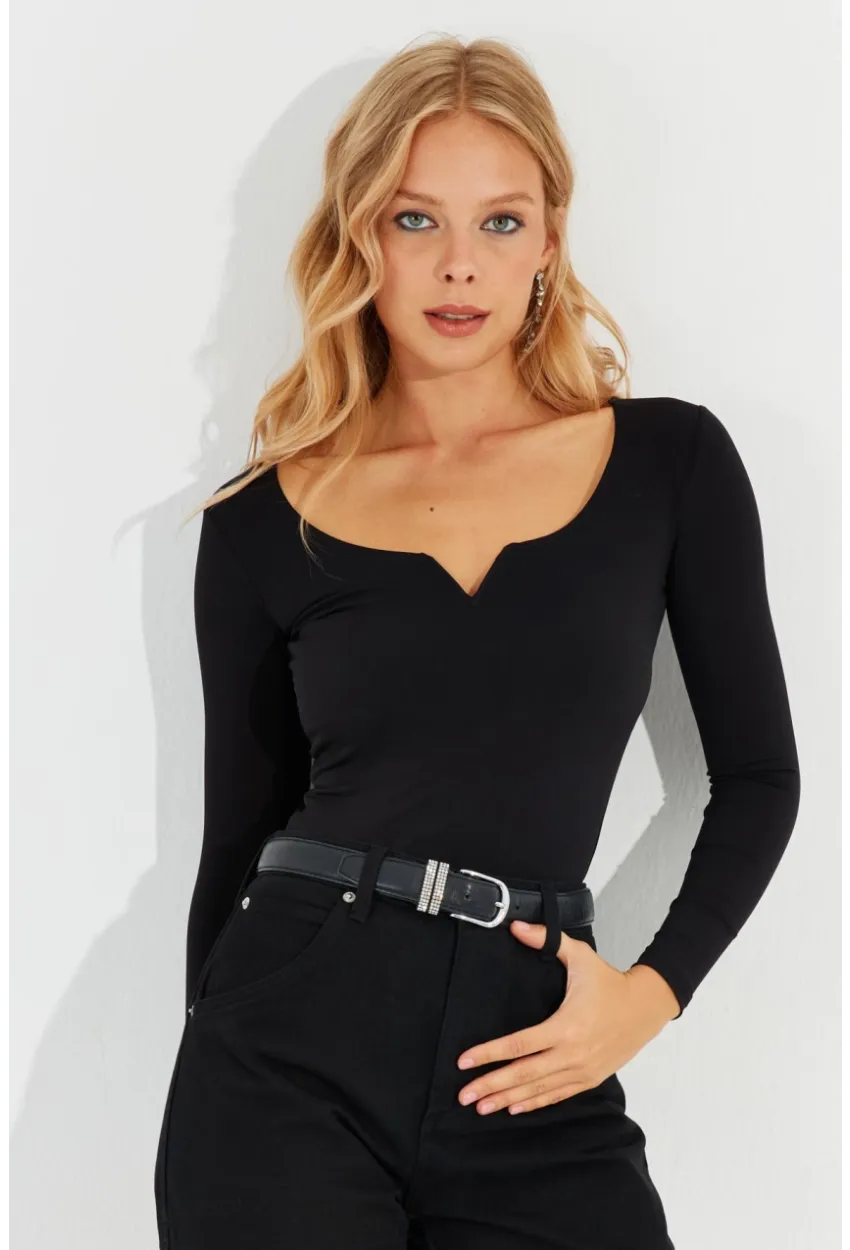 Kadın Siyah Bluz CY436