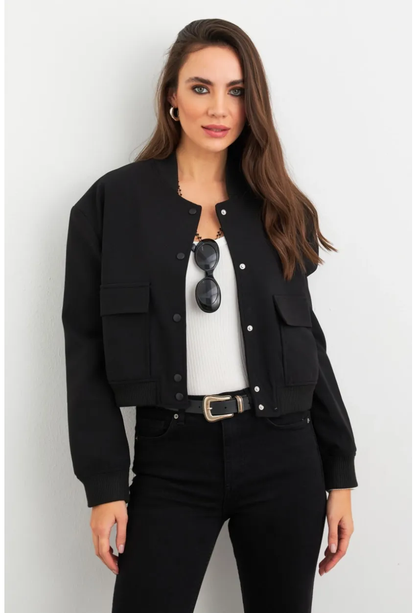 Kadın Siyah Bomber Ceket QRS8375