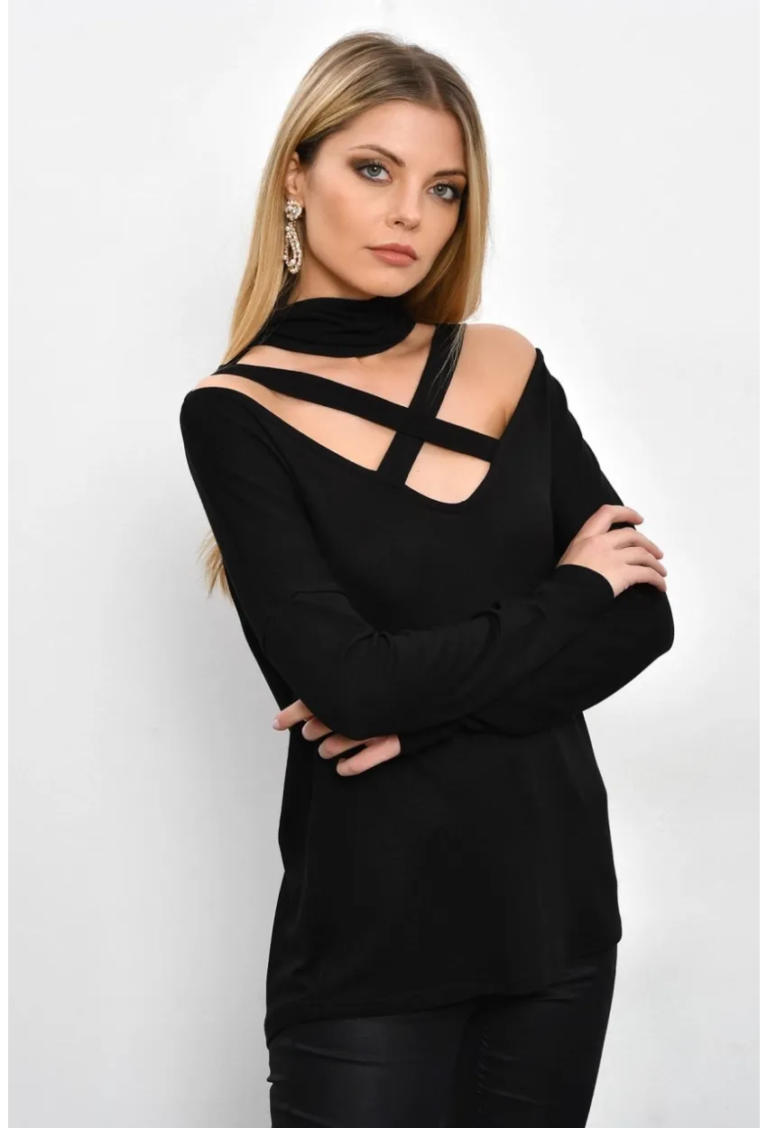 Kadın Siyah Çapraz Yaka Tunik B53