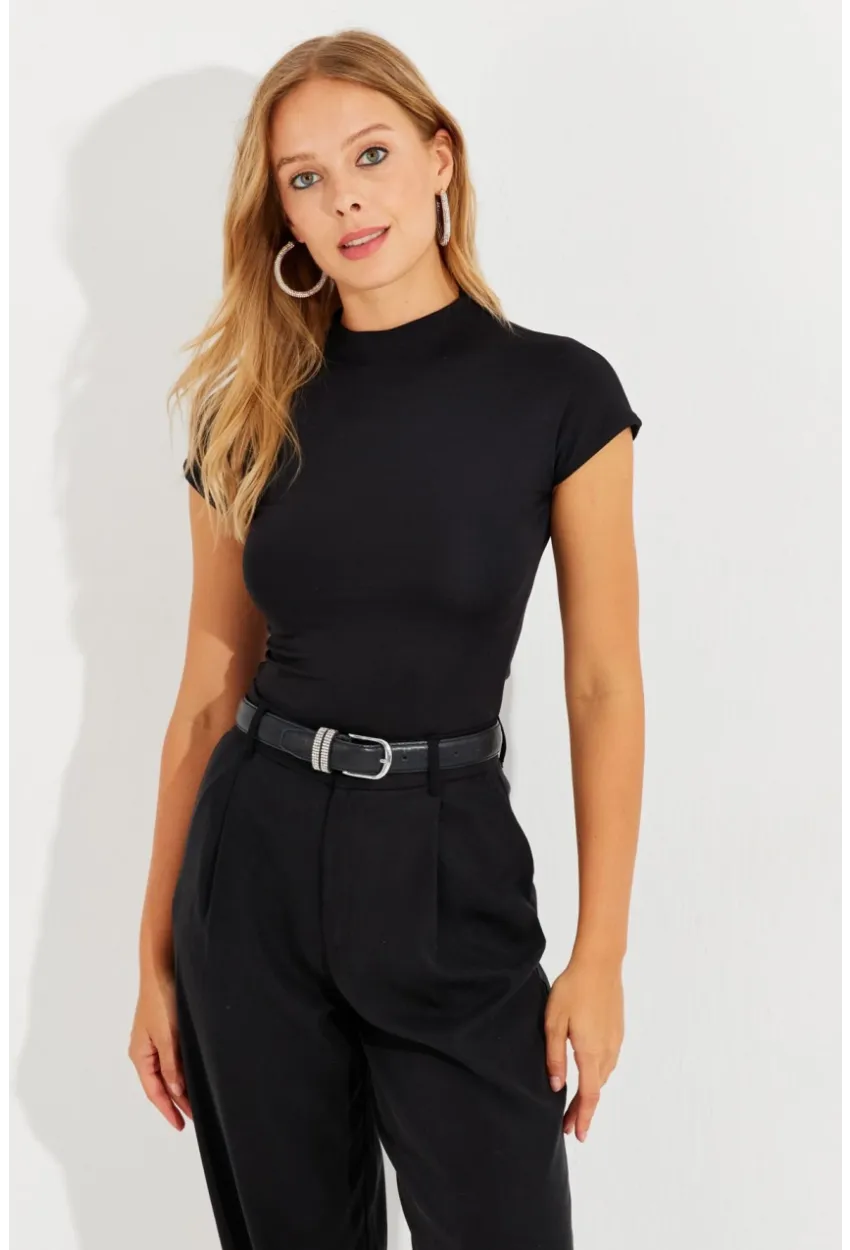 Kadın Siyah Dalgıç Bluz EY2564