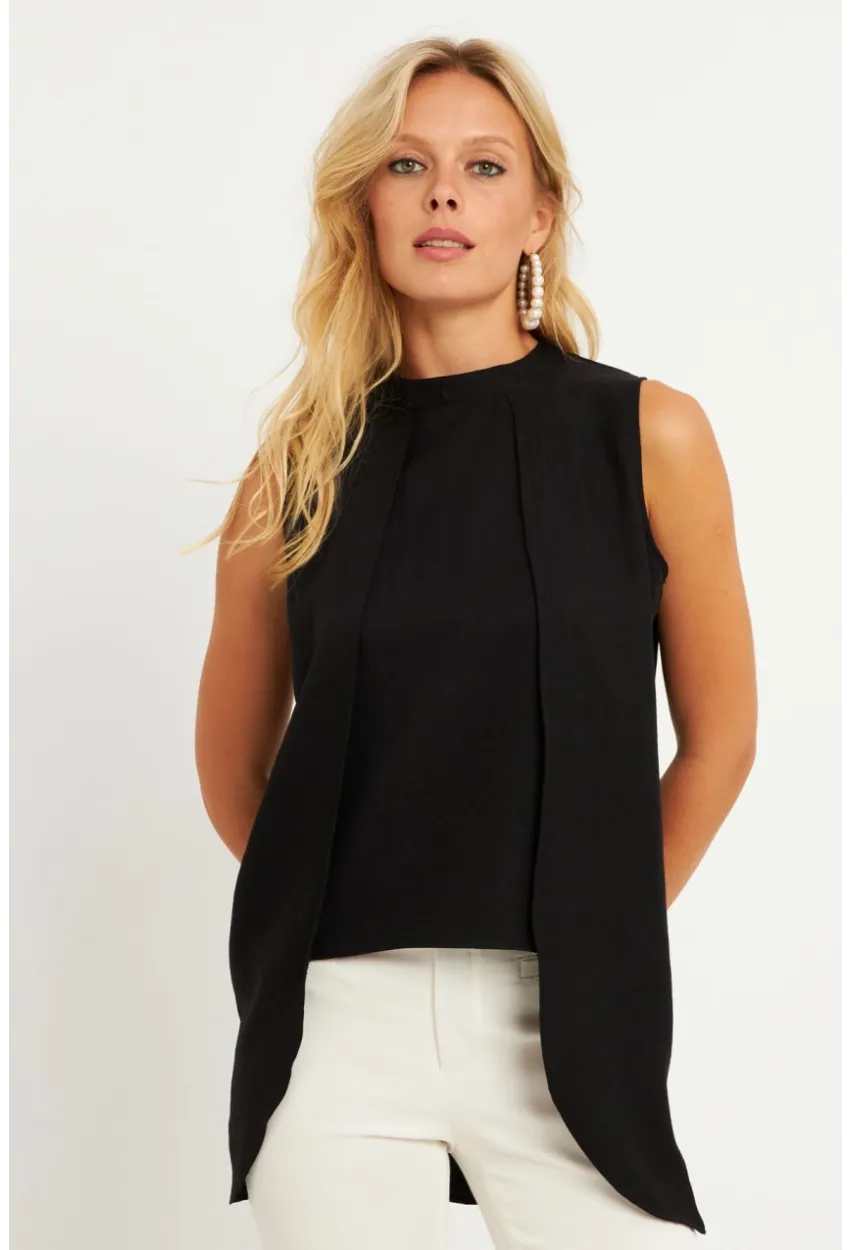 Kadın Siyah Dokuma Bluz ZER406