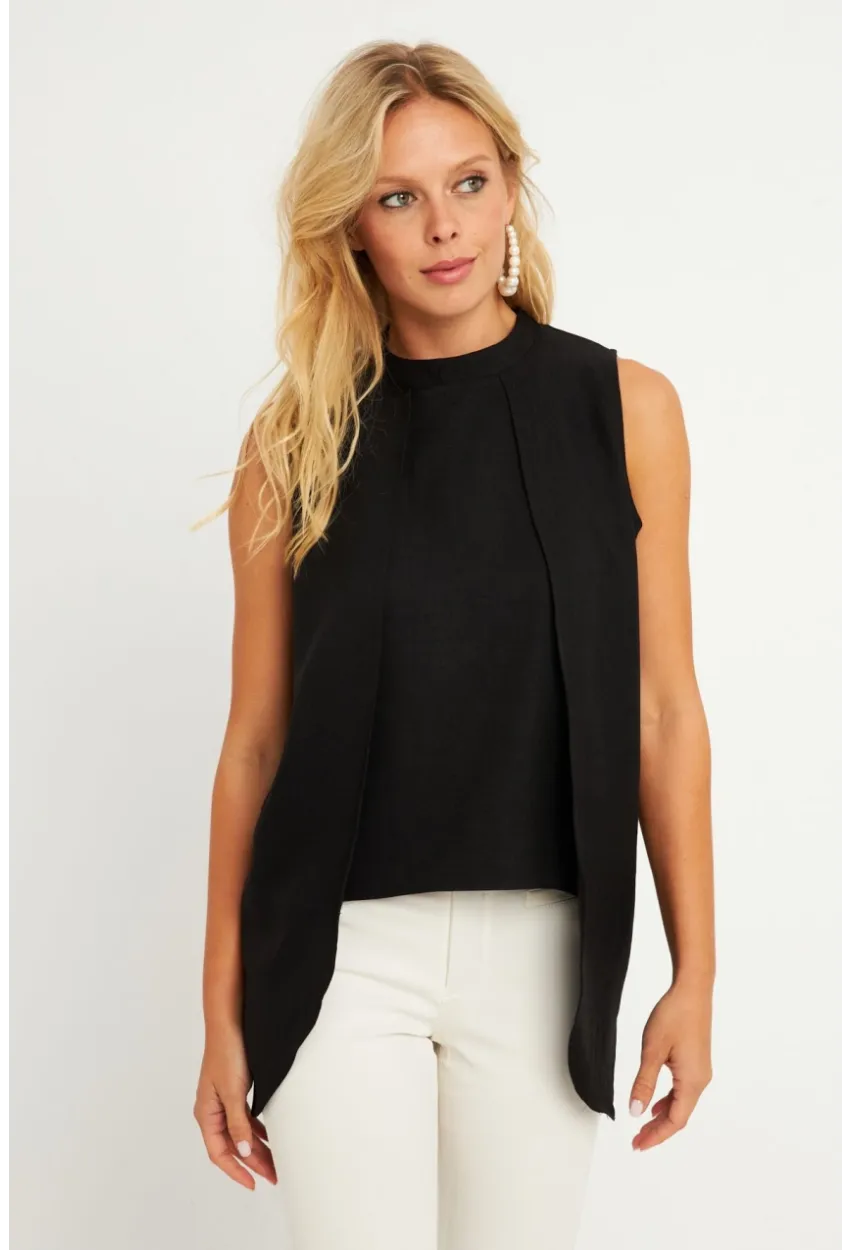 Kadın Siyah Dokuma Bluz ZER406