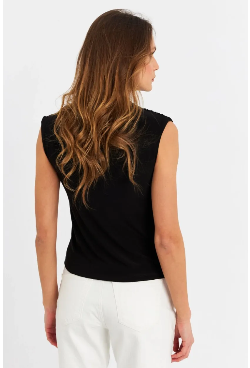 Kadın Siyah Düğme Detaylı Bluz LPP1022