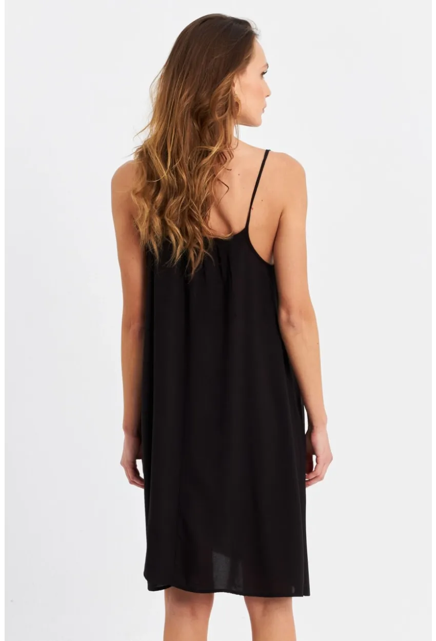 Kadın Siyah Düğmeli Mini Elbise PC20655