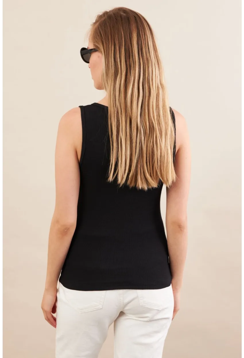 Kadın Siyah Fermuarlı Kaşkorse Bluz EY3106