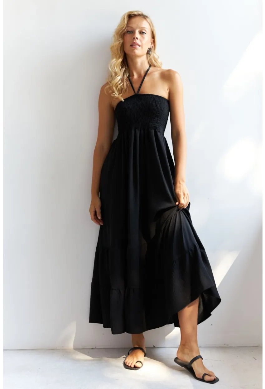 Kadın Siyah Gipeli Midi Elbise SF12813