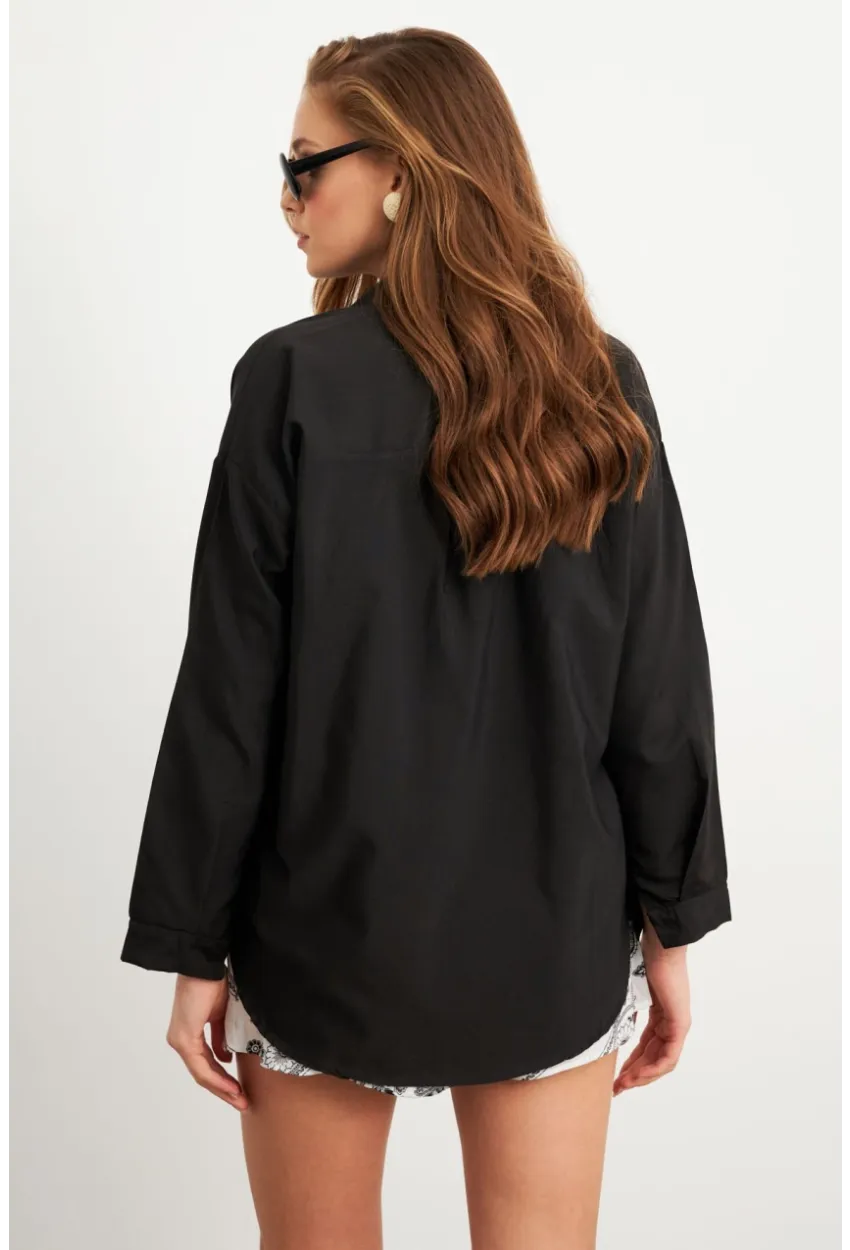 Kadın Siyah Gömlek Q1100