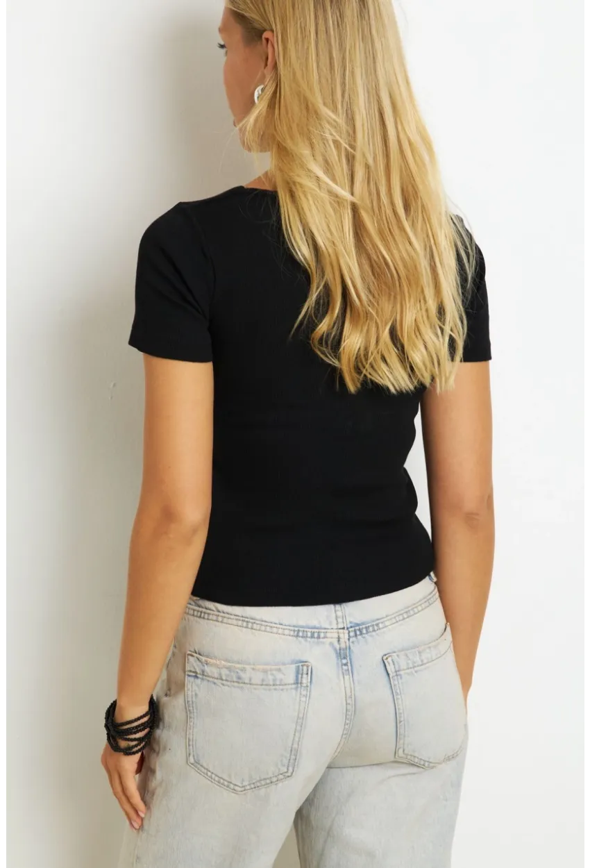 Kadın Siyah Kaşkorse Bluz AYD325