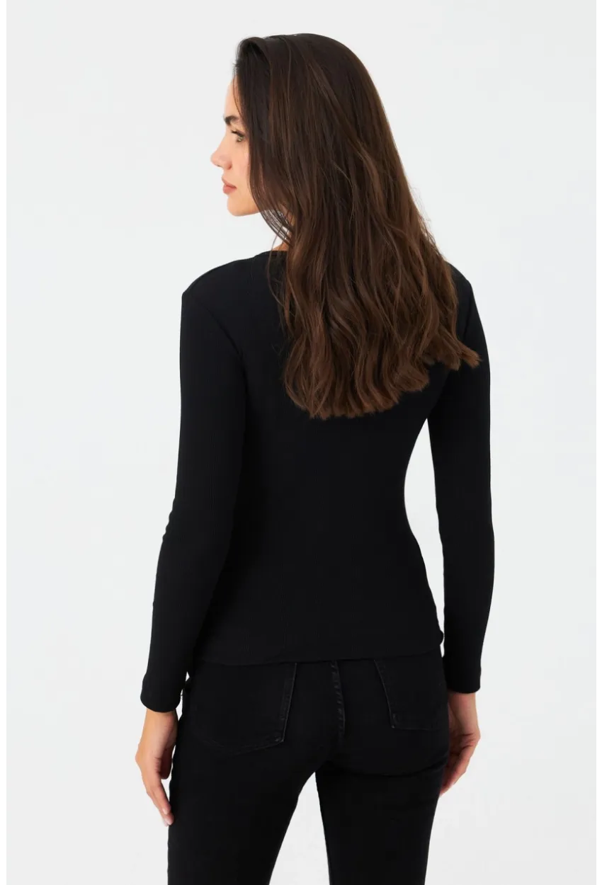 Kadın Siyah Kaşkorse Bluz EY2988