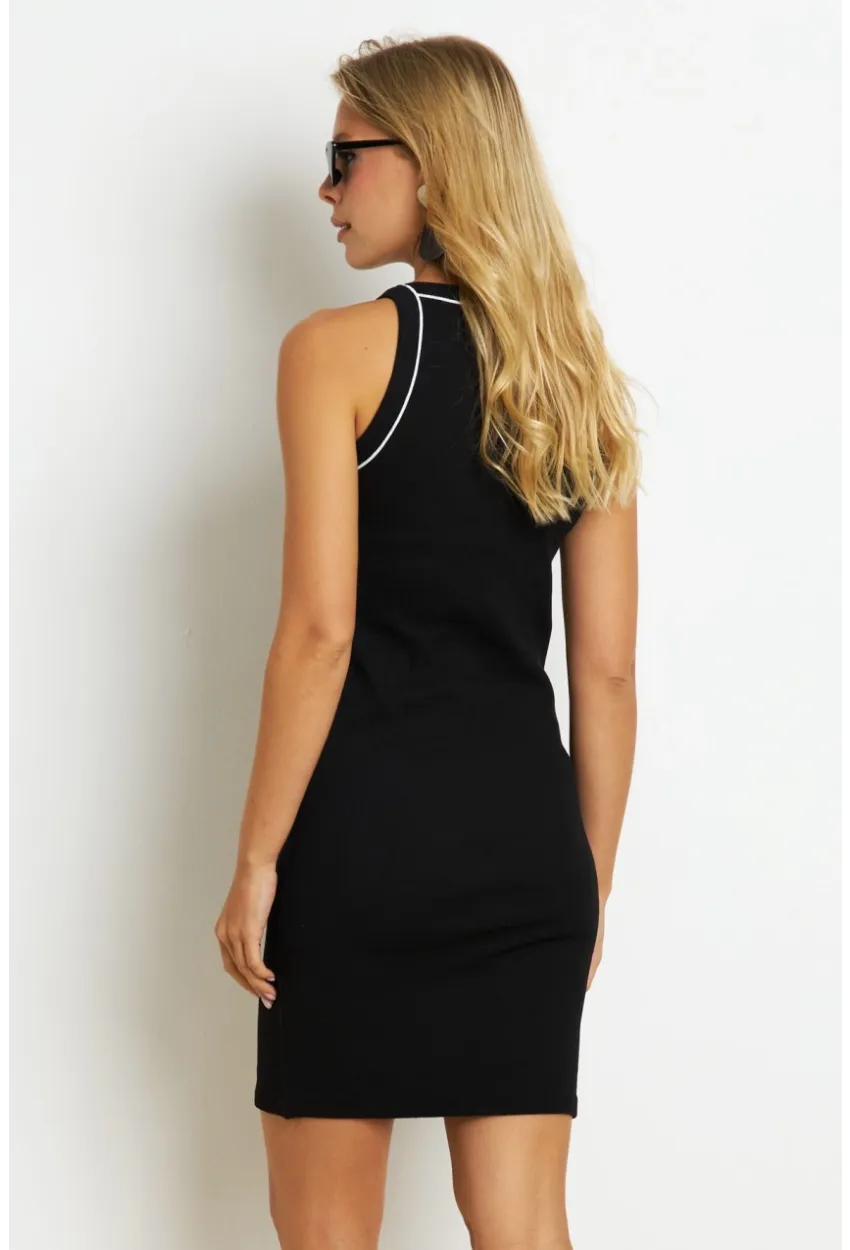Kadın Siyah Kaşkorse Mini Elbise AYD327