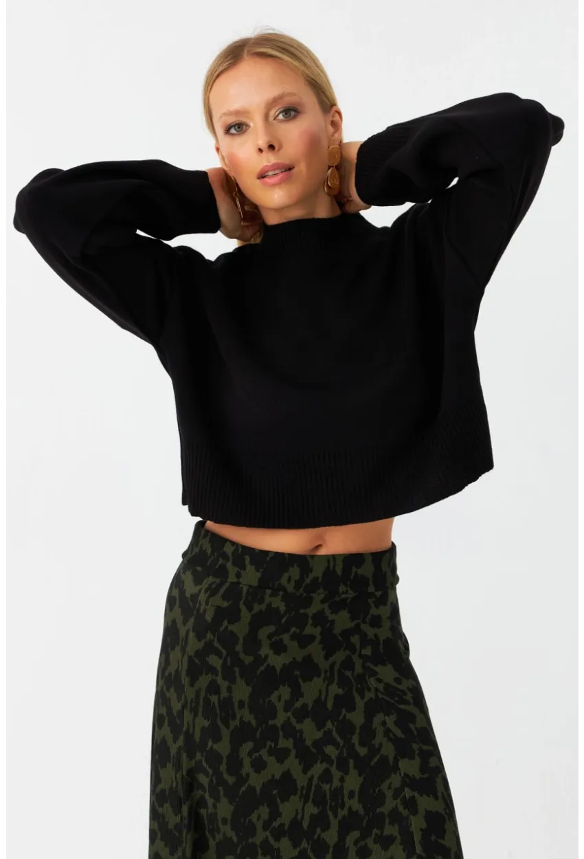 Kadın Siyah Kısa Kazak MYİL559