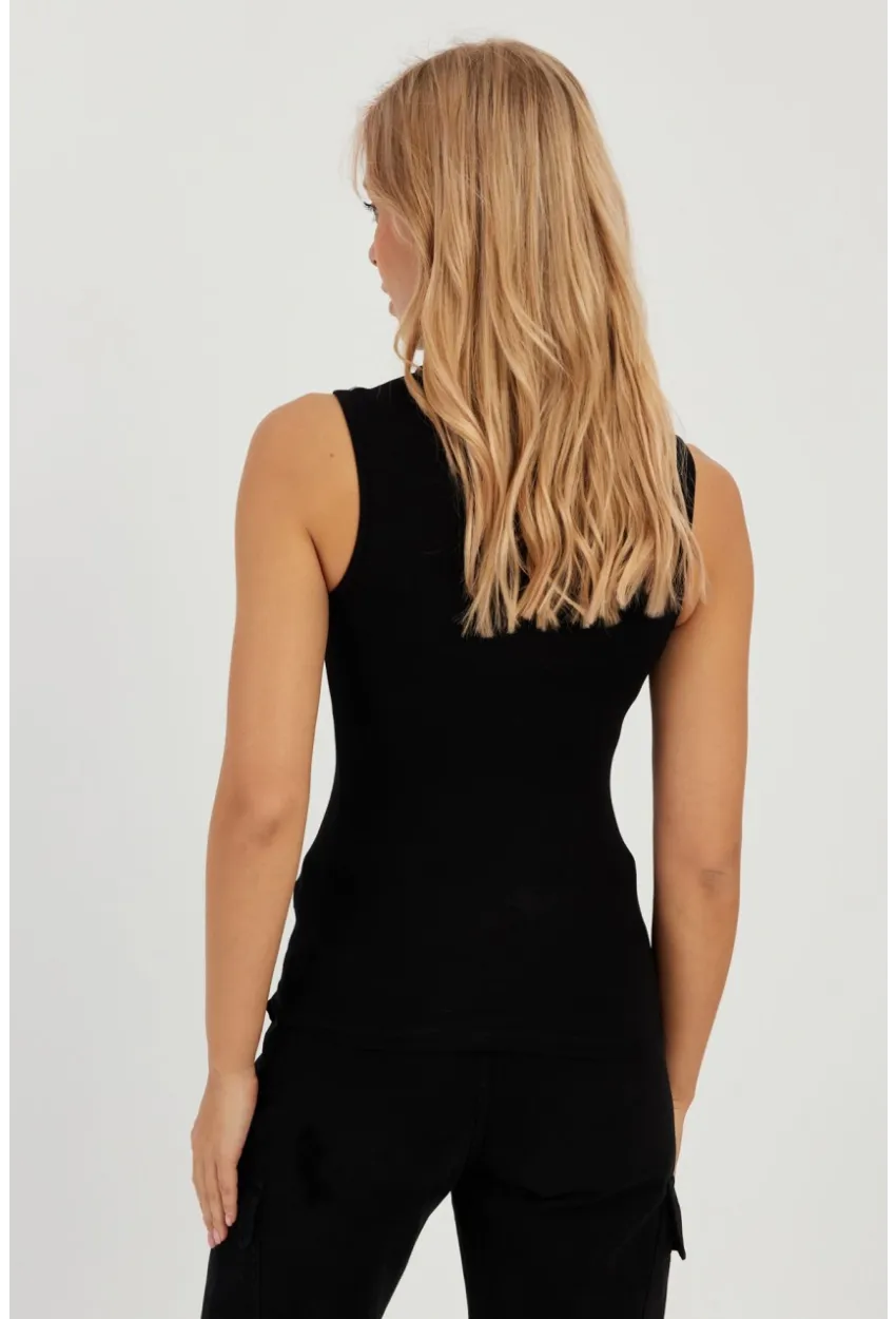 Kadın Siyah Kolsuz Bluz LPP1260