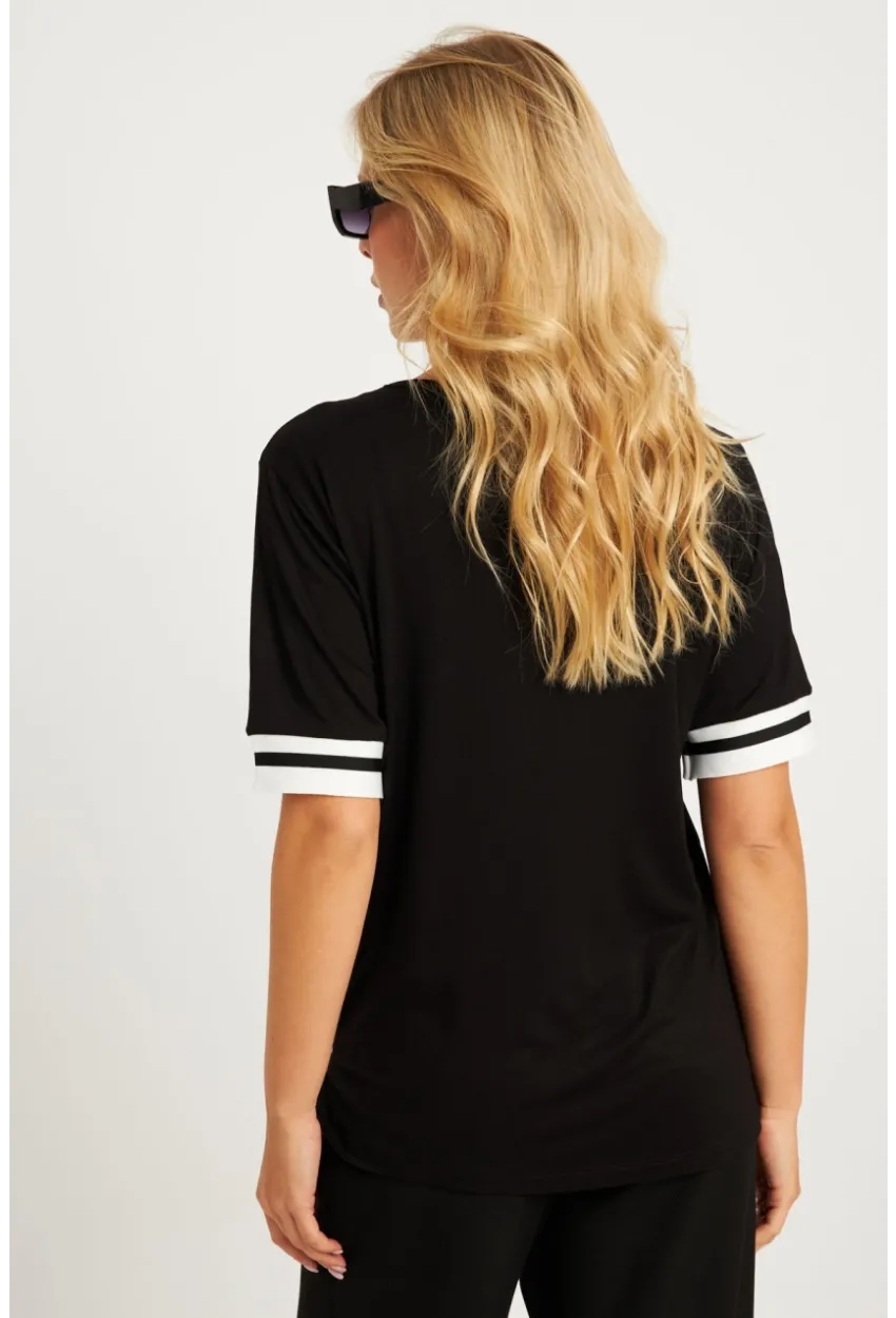 Kadın Siyah Kontrast Bluz ST836