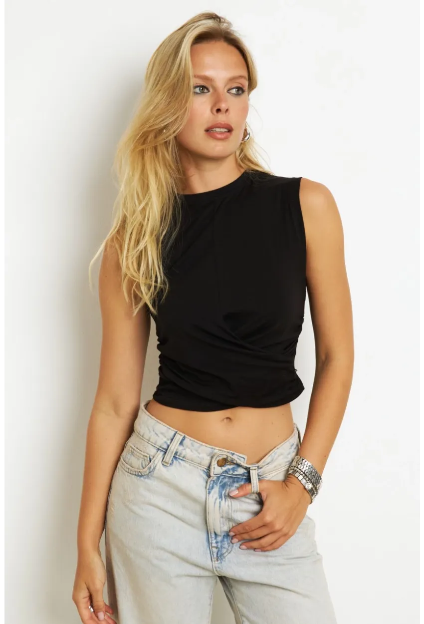 Kadın Siyah Kruvaze Bluz YZ1105