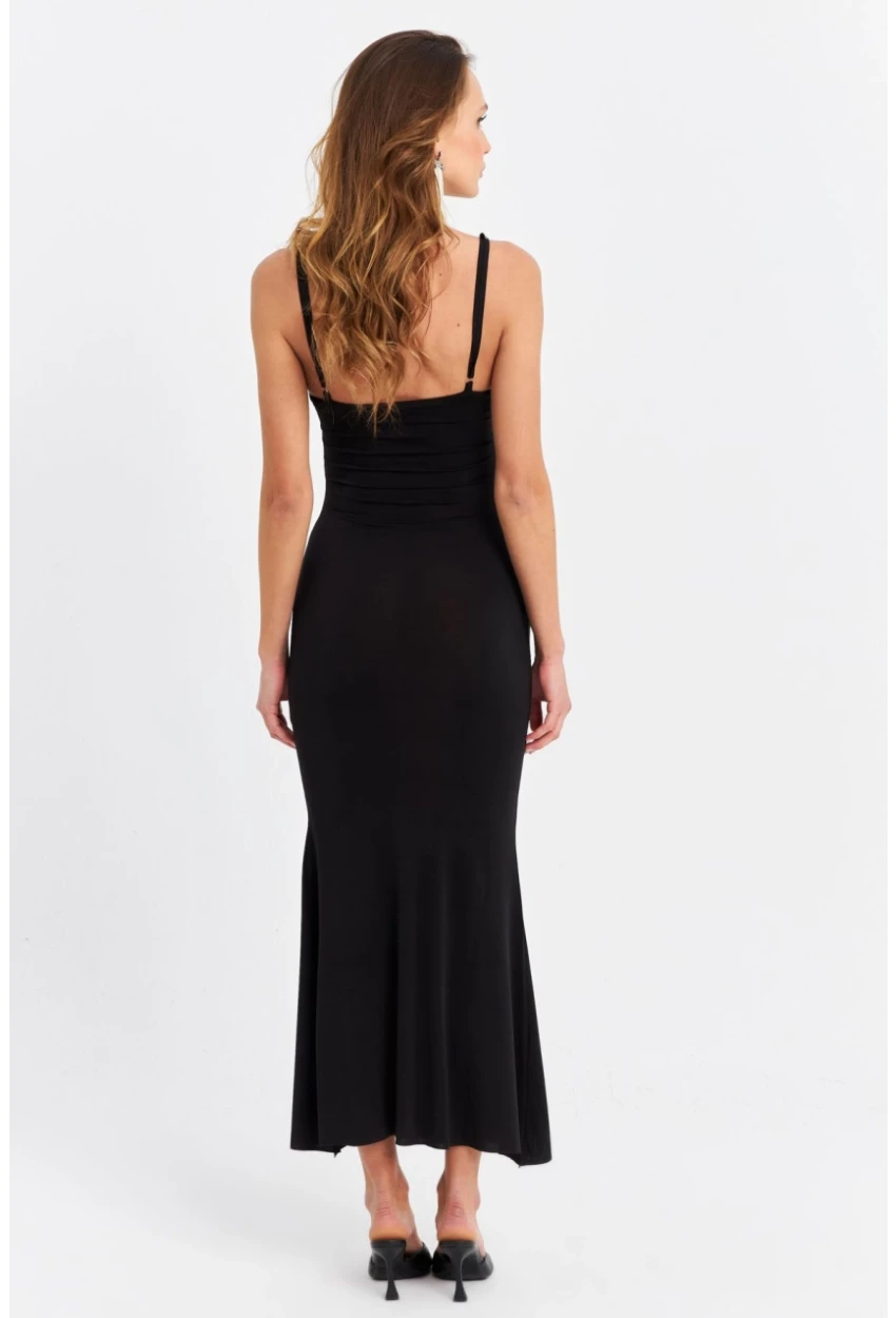 Kadın Siyah Midi Elbise DMR390