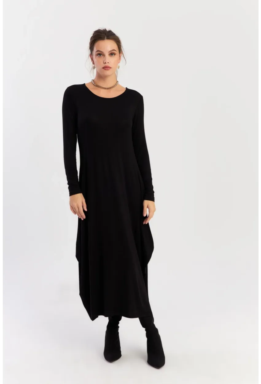 Kadın Siyah Midi Elbise LPP1272