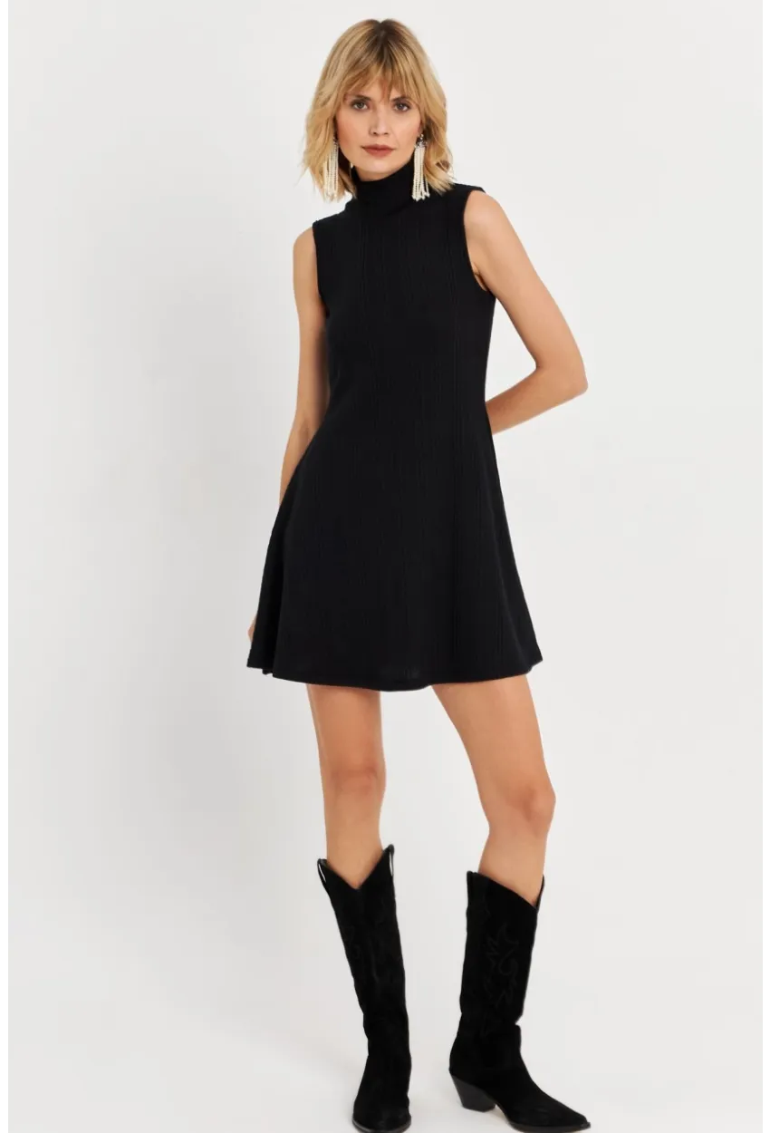 Kadın Siyah Mini Elbise TF66