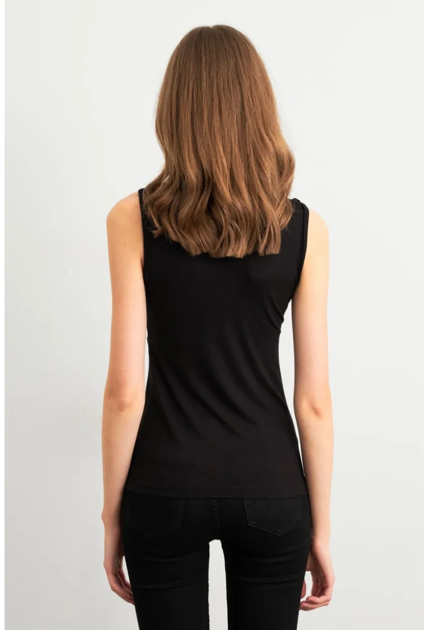 Kadın Siyah Omuz Büzgülü Kruvaze Bluz EY3039