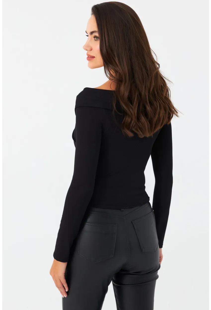 Kadın Siyah Önü Çapraz Bluz CG389